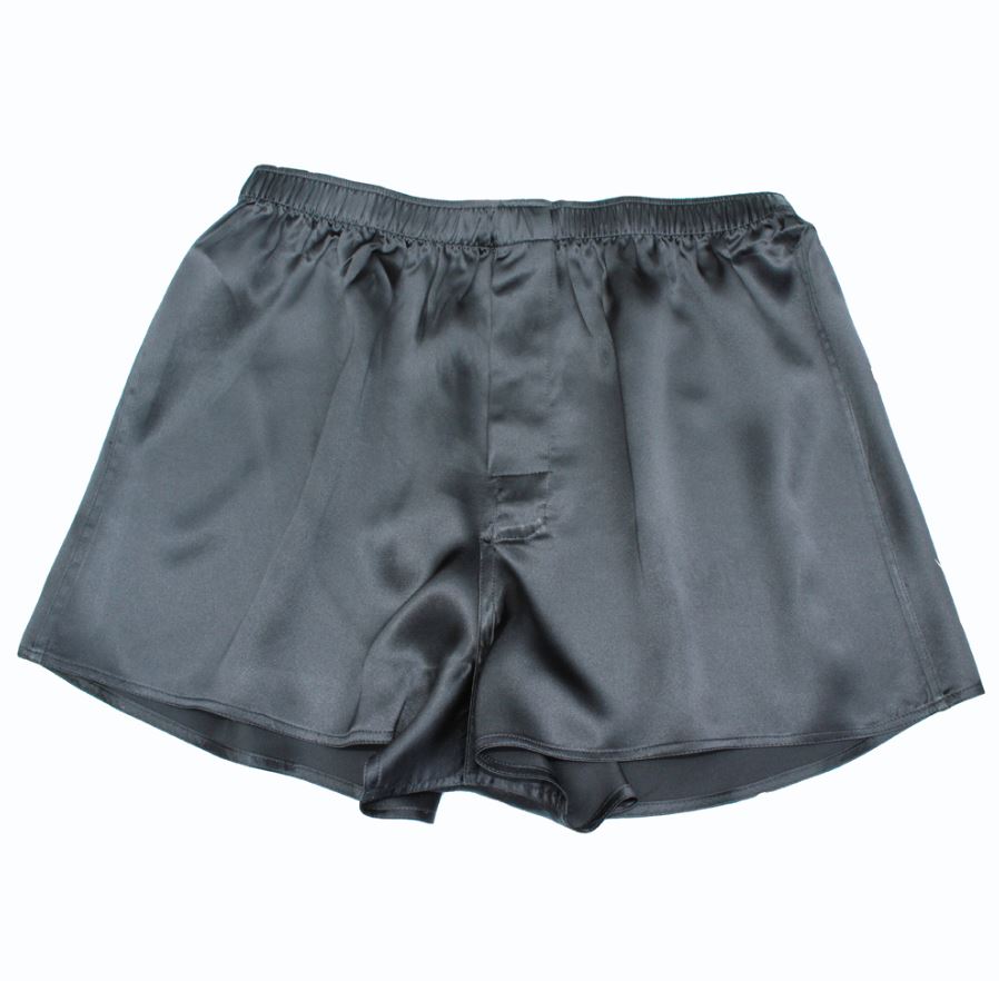 men's grey silk boxers