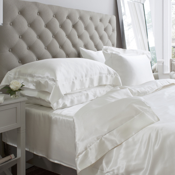 white silk bedding