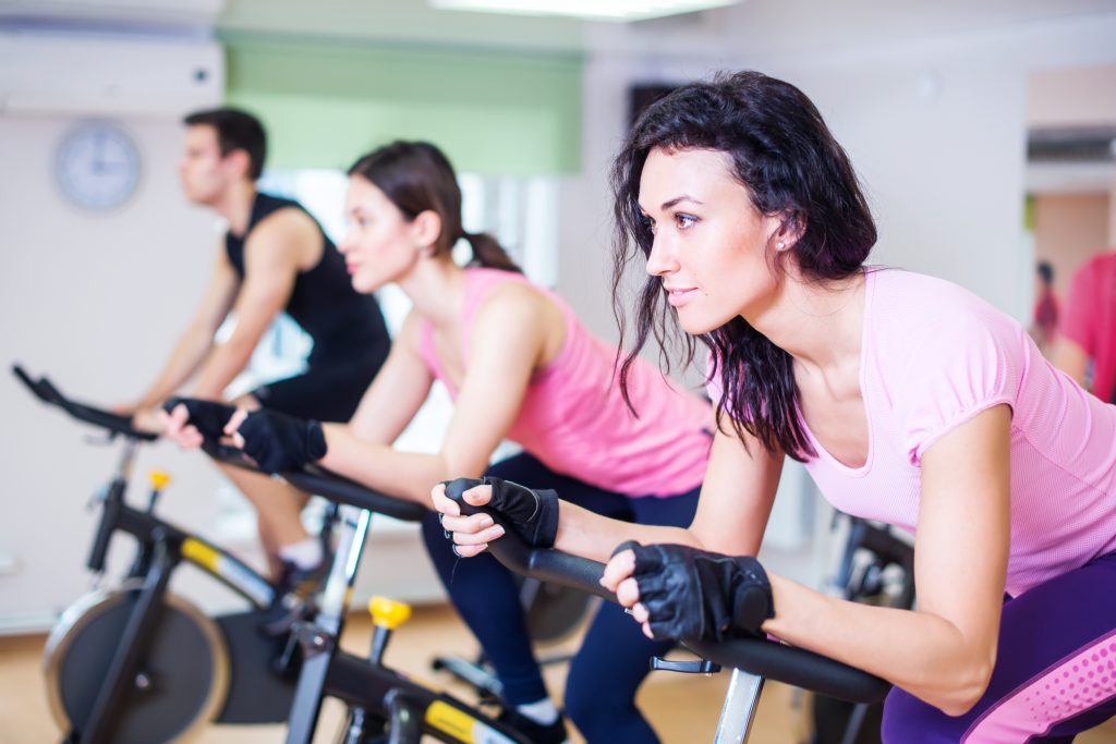 Group of people at a spin class