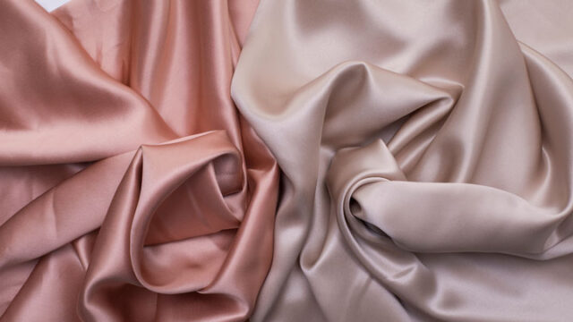 Pink and Beige silk draped together