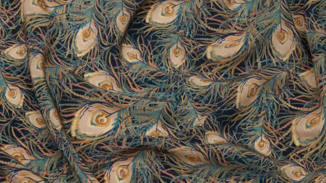 Draped Peacock Print Fabric